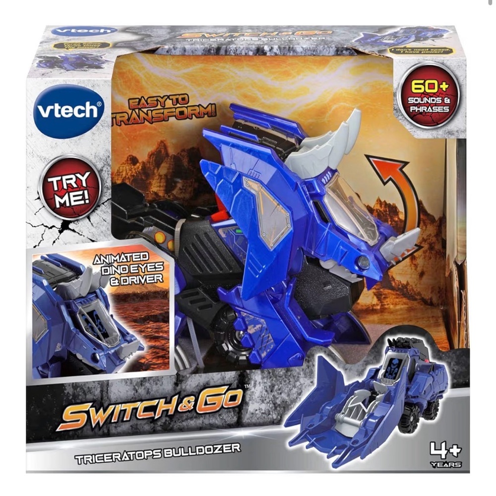 Switch & Go Triceratops Bulldozer - Blue